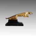 Tier Statue Kleine goldene Leopard Bronze Skulptur Tpal-287